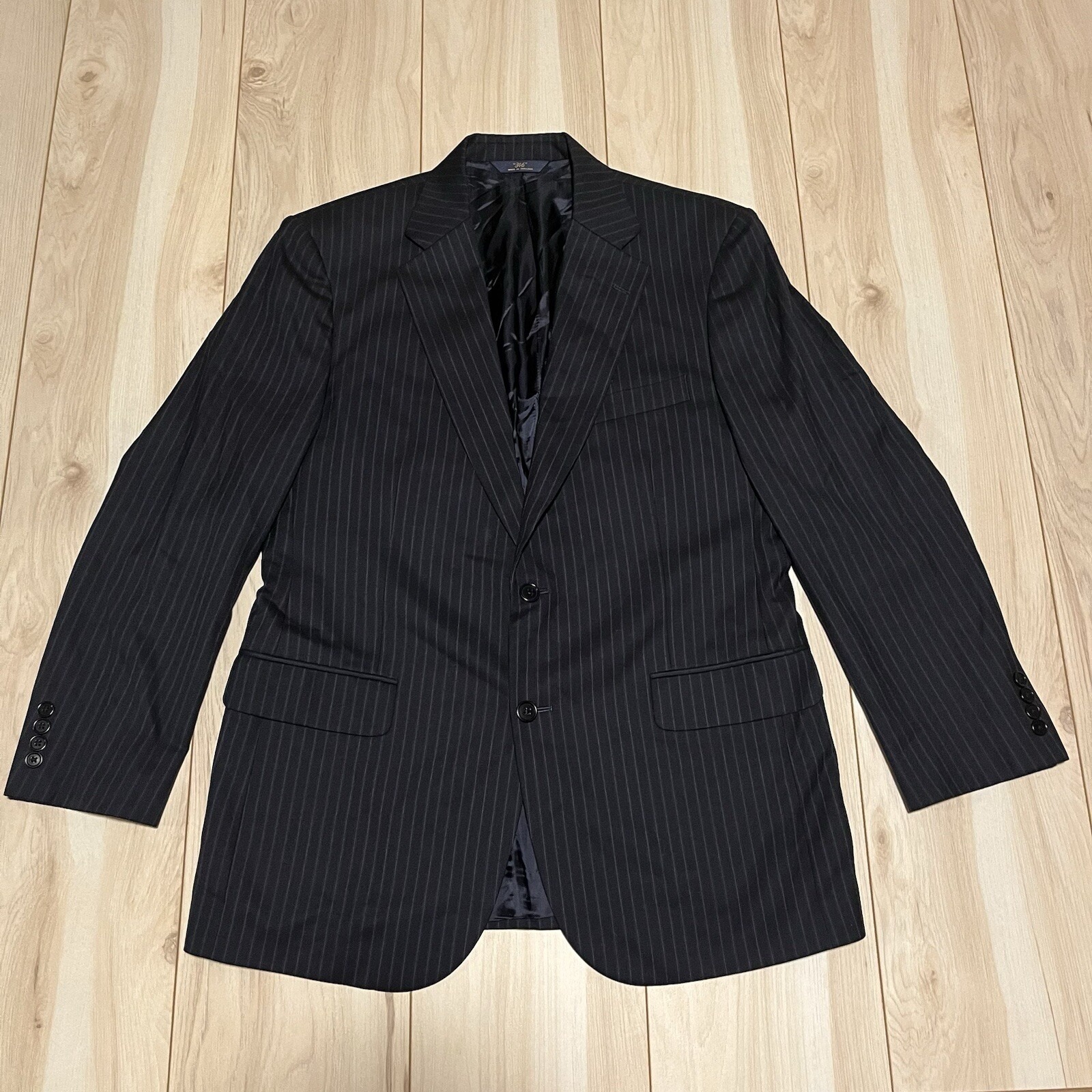 Brooks Brothers 346 Stretch Wool Blend Blazer Sports Coat Black Striped Size 41r